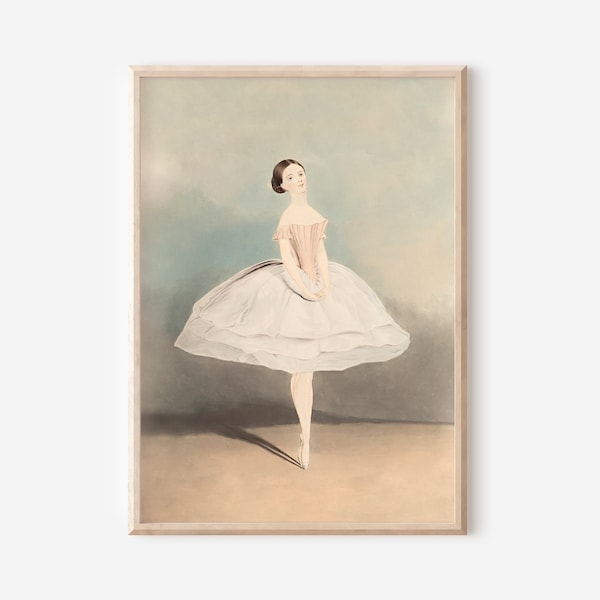 PRINTABLE Vintage Nursery Art | Antique Ballerina Pastel Watercolor Girls Room Wall Decor | Downloadable Digital Art | Muted Painting