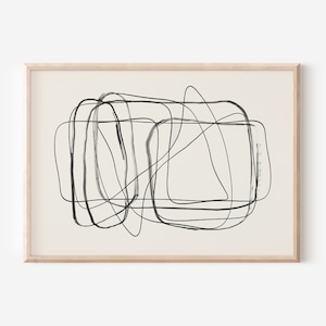 Minimalist Wall Art Abstract Drawing | Modern Farmhouse Above Bed Decor | Vintage Abstract Drawing Downloadable Print