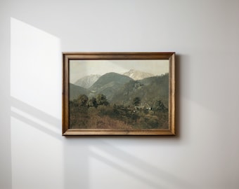 Mountain Oil Painting Printable | Vintage Landscape Wall Art | Downloadable Gallery Wall Art | Fine Art Printable