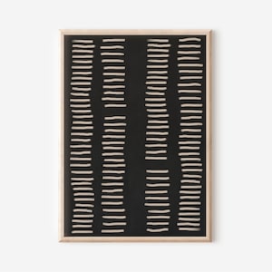 May include: A framed black and white abstract art print with a geometric pattern of thin white lines on a black background.