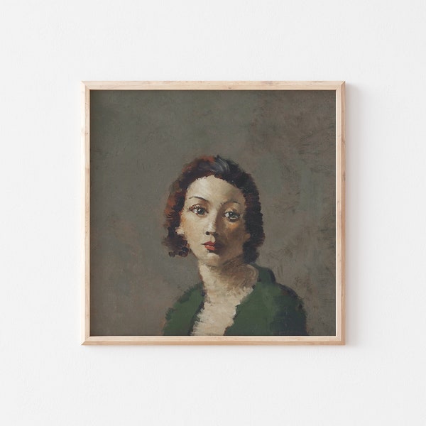 Painting of a Woman | Downloadable Prints | Modern Portrait | PRINTABLE Wall Art | Square Digital Downloads | 20th Century Painting