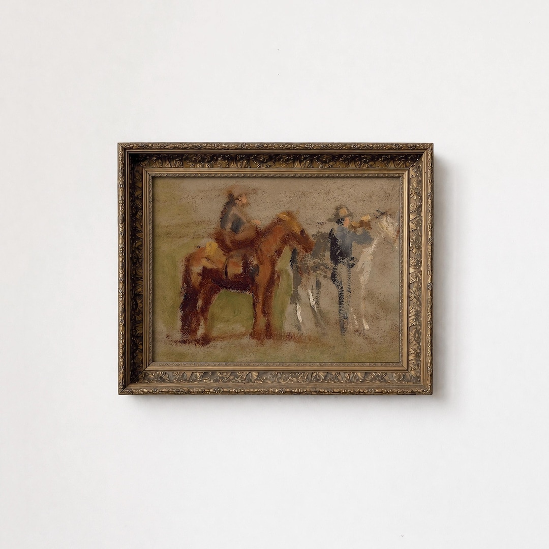 Vintage Horse Wall Art Printable, Equestrian Oil Painting, Western ...