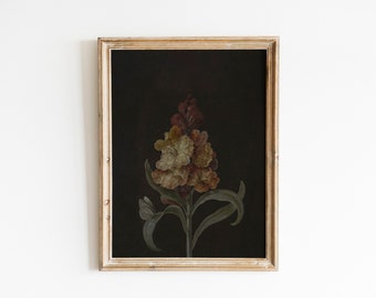 Moody Vintage Dark Academia Flower Print | Dark Floral Still Life Oil Painting | Antique Printable Digital Download | Instant Wall Art