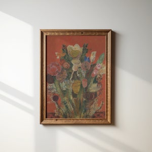 Vintage Botanical Wall Art | Victorian Floral Bouquet Oil Painting Print | Grandmillennial Aesthetic Wall Decor