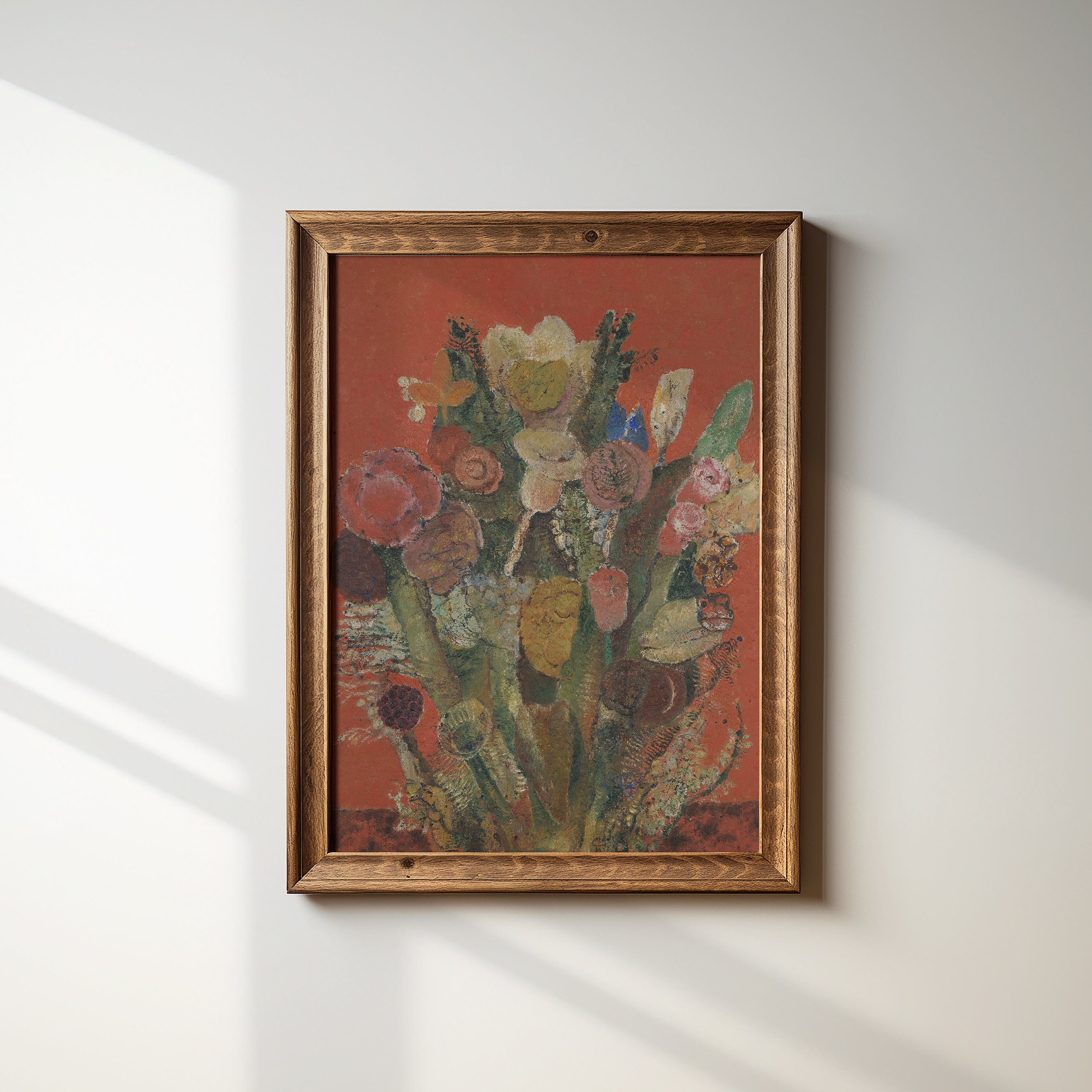 Arte mural botánico vintage / Impresión de pintura al óleo de ramo floral victoriano / Decoración de pared estética grandmillennial