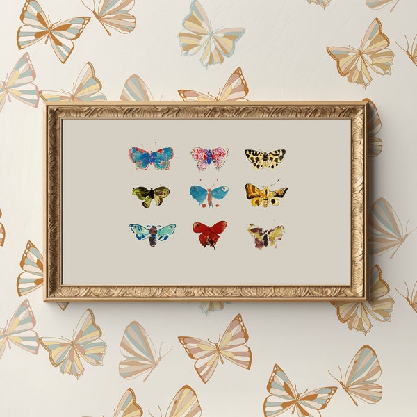 Butterflies Print Downloadable Art Nursery Decor | Vintage Minimalist Decor Butterfly Print | Farmhouse Decor Neutral Wall Art