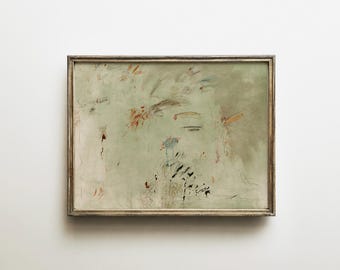 Sage Green Abstract Oil Painting | Cottagecore Wall Art (Downloadable Printable)