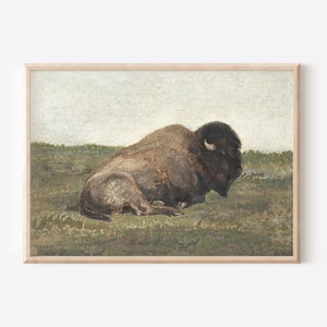 Antique PRINTABLE Bison Artwork | Downloadable Artwork | Painting of Buffalo | PRINTABLE Wall Art | Winter Wall Decor | Office Wall Decor