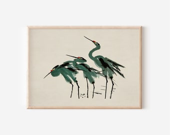 Blue Heron Vintage Print | Coastal Wall Art | Gallery Wall Art | Beach House Decor | Print on Demand | Instant Downloads