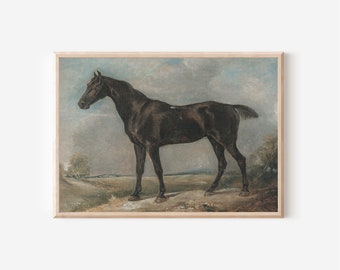 Vintage Horse Oil Painting | Equestrian Wall Art Downloadable Prints | Farmhouse Decor Gallery Wall Art