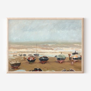 Stampa di paesaggio marino d&#39;epoca / Stampe scaricabili / Arte murale STAMPABILE / Opere d&#39;arte digitali / Download digitali / Pittura a olio / Arredamento fattoria