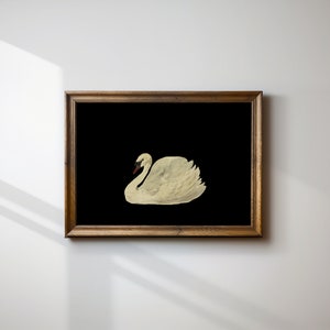 Antique Swan Watercolor Painting Neutral Wall Art Large Wall Art Minimalist Vintage Swan Print Downloadable Prints image 6