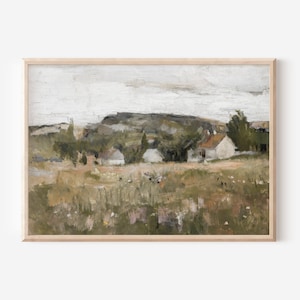 Farmhouse Country Vintage Oil Painting Antique Art Print Large Scale Artwork Printable Art Work Landscape Wall Decor image 1