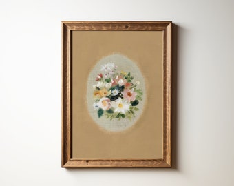 French Country Floral Bouquet Printable, Vintage Botanical Wall Art, Nursery Decor, Summer Flower Downloadable Art