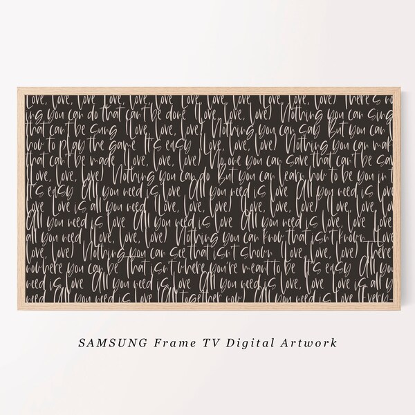 Samsung Frame TV Art | Valentines Day Frame TV Wall Art | All You Need Is Love Song Lyrics by The Beatles | Instant Download TV Artwork