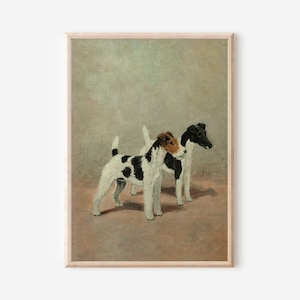 Vintage Terrier Oil Painting | Antique Dog Wall Art | Downloadable Print for Dog Lovers | Preppy Room Decor | Large Wall Art
