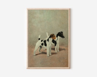 Vintage Dog Oil Painting Dog Lover Gift | Antique Terrier Wall Art Dog Art | Dog Wall Art Downloadable Prints