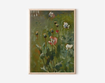 Estampado floral de paisaje vintage / Arte de pared descargable / Arte vintage IMPRIMIBLE / Impresiones digitales / Decoración del hogar / Decoración de granja moderna