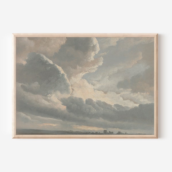 Cloud Oil Painting Neutral Wall Art Downloadable Print | Farmhouse Decor Nursery Wall Art | Vintage Cloud Painting