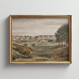 Golf Course Oil Painting Wall Art - Vintage Landscape Print Downloadable Gift for Men Trending Home Decor