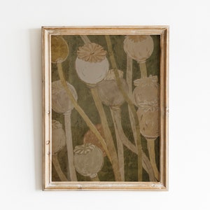 Neutral Abstract Floral Oil Painting | Muted Botanical Wall Art | Gallery Wall Art Downloadable Art