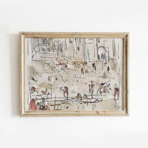 ミニマリストニュートラル抽象ウォールアート | ダウンロード可能なベージュモダン絵画プリント（ホームデコレーション用） | ミッドセンチュリーモダンウォールアート