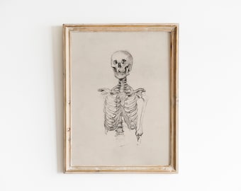 Antique Skeleton Print | Halloween, Day of the Dead Wall Art (Digital Download)