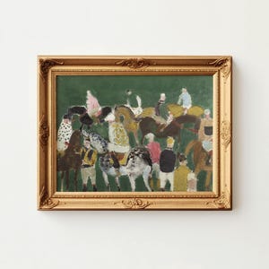 Arte abstracto ecuestre para pared / Pintura al óleo de paisaje con decoración estilo cottagecore / Impresión descargable de pintura vintage / Regalo para amantes de los caballos