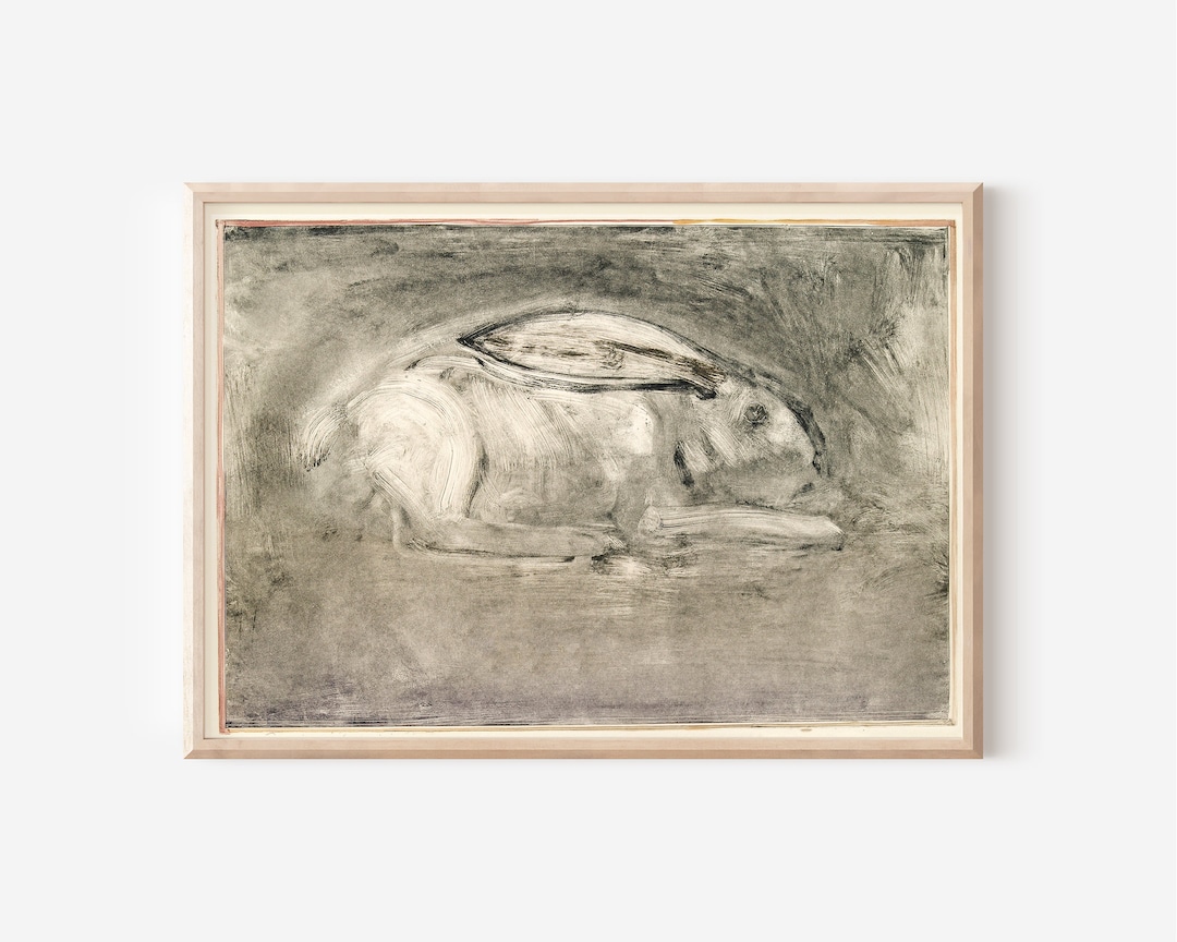 Picture of Vintage Rabbit Wall Decor | Antique Bunny Print | Digital PRINTABLE ...