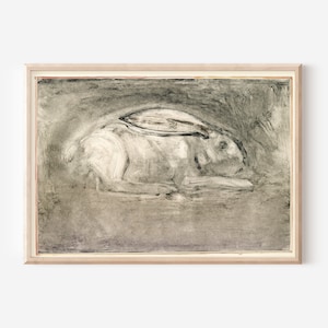 Vintage Rabbit Wall Decor | Antique Bunny Print | Digital PRINTABLE | Nursery Wall Art | Abstract Rabbit Painting | Farmhouse Artwork