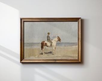 Vintage Horse Downloadable Art | Coastal Wall Art | Equestrian Wall Art | Aesthetic Room Decor Downloadable Print