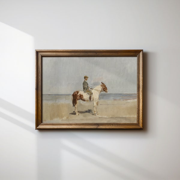 Vintage Horse Downloadable Art | Coastal Wall Art | Equestrian Wall Art | Aesthetic Room Decor Downloadable Print