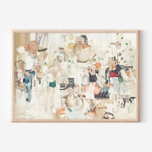 Mid Century Modern Abstract Oil Painting | Large Wall Art Downloadable Print | Neutral Wall Art | Aesthetic Room Decor