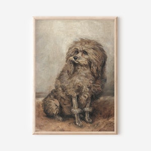 Vintage Standard Poodle Wall Decor Antique Doodle Dog Print Digital PRINTABLES Nursery Wall Art Dog Lover Oil Painting 画像 1