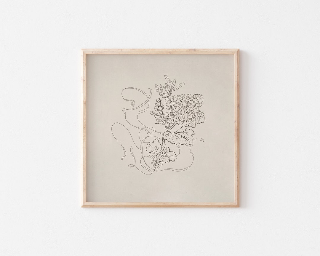 Vintage Floral PRINTABLE Artwork Downloadable Print Drawing PRINTABLE