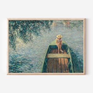 Lake Oil Painting Lake House Decor | Lake Decor Lake Life | Vintage French Wall Art Printable Digital Download