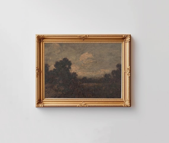 Moody Wall Art Landscape Oil Painting | Neutral Wall Art Downloadable Print | Above Bed Decor | Gallery Wall Print