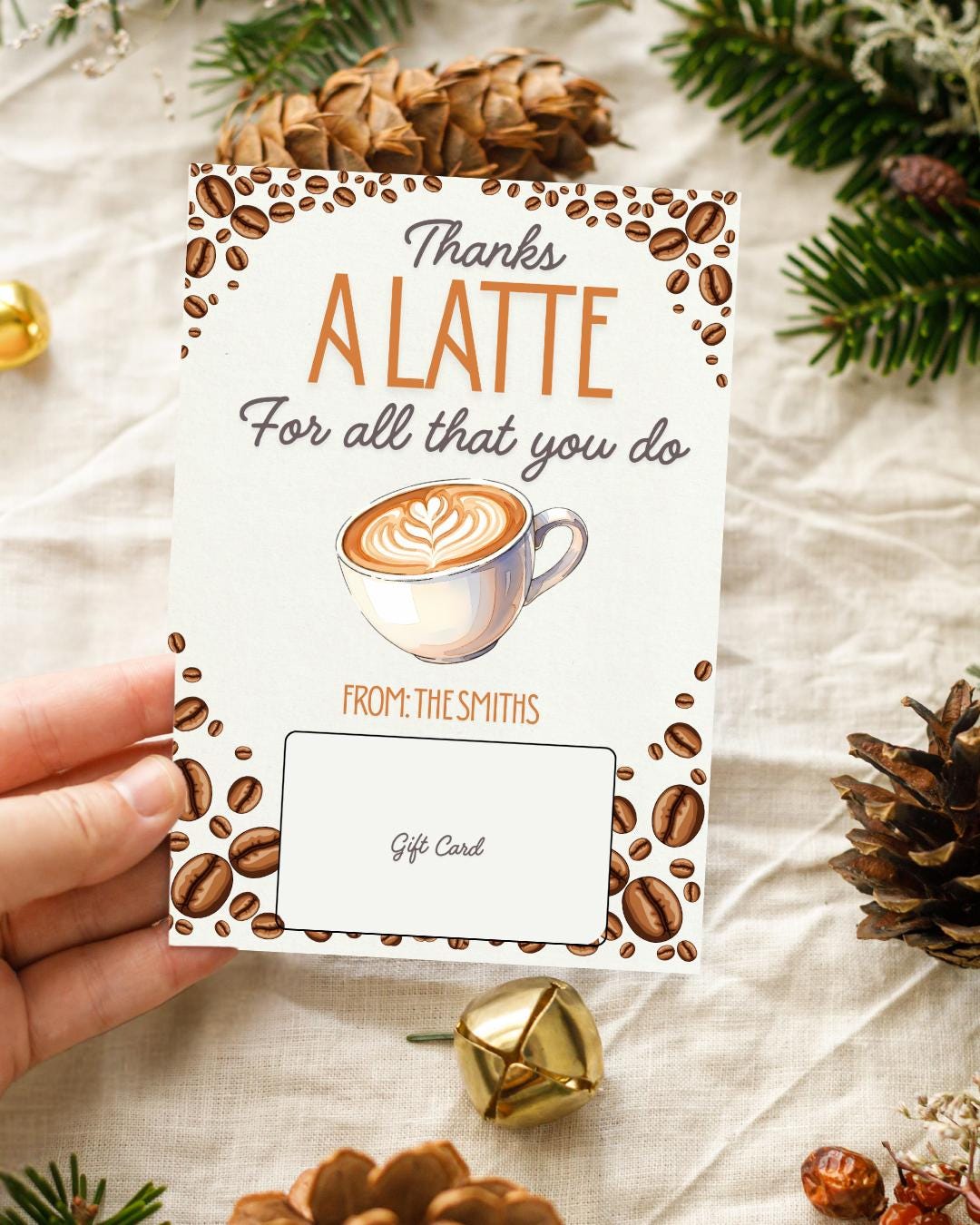 Thanks a LATTE Teacher Gift Card Holder, Coffee Thank You (digital ...