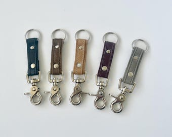 Handmade Leather Keychain with Snap Hook, Full Grain Leather Key Fob, Made in USA