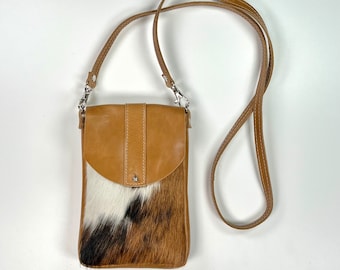 DAKOTA Cowhide Crossbody Bag | Boho Leather Bag - Messenger Bag Women - Festival Bag | Small Leather Crossbody Bag