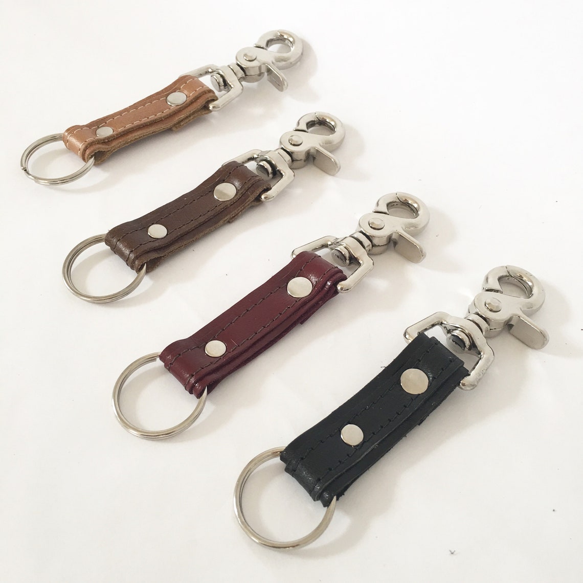 Leather Key Chain With Swivel Lobster Clasp Leather Key Fob Etsy