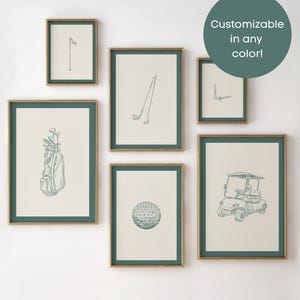 Golf Boys Room Set of 6 Gallery Wall Decor | Golf Themed Nursery Decor | Custom Color Golf Printable Wall Art | Aesthetic Golf Decor | Print