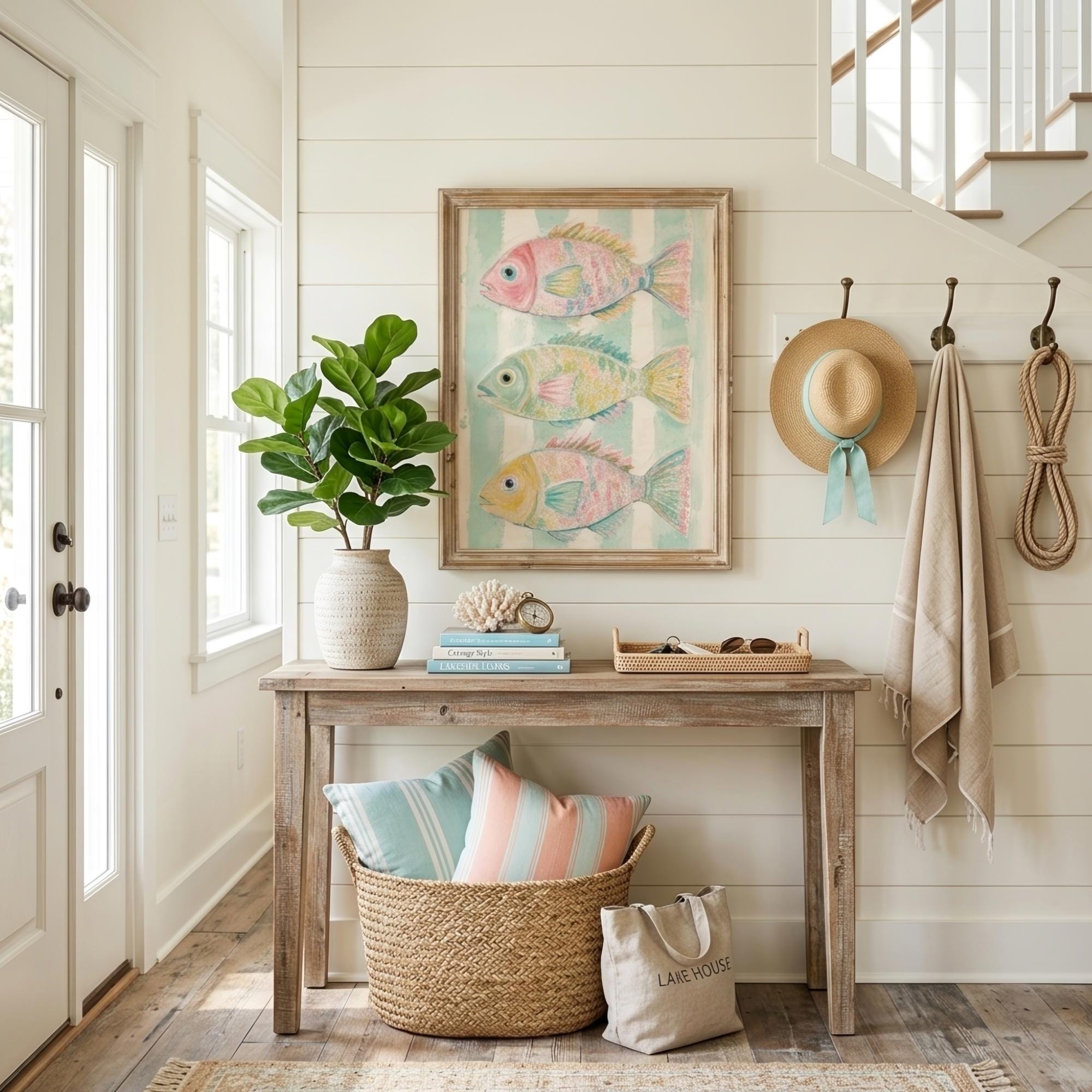 Coastal Fish Wall Art Print | Lake House Decor | Pastel Beach Cottage ...