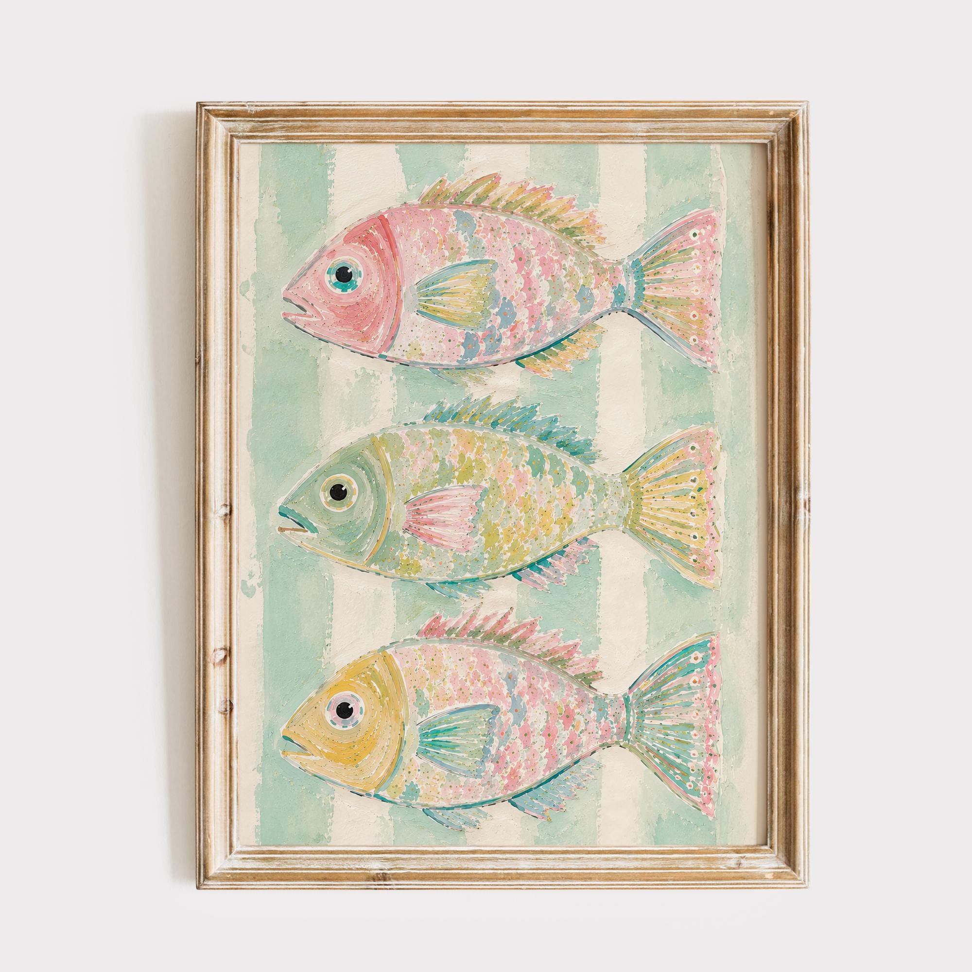 Coastal Fish Wall Art Print | Lake House Decor | Pastel Beach Cottage ...