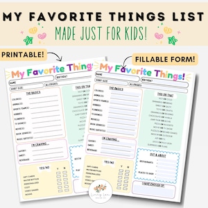 Ausfüllbares Form Kinder Lieblings Dinge Liste l Favoriten Liste l Lerne Dich kennen l Wichtel Liste l Lerne mich kennen l Kinder Alles über mich l