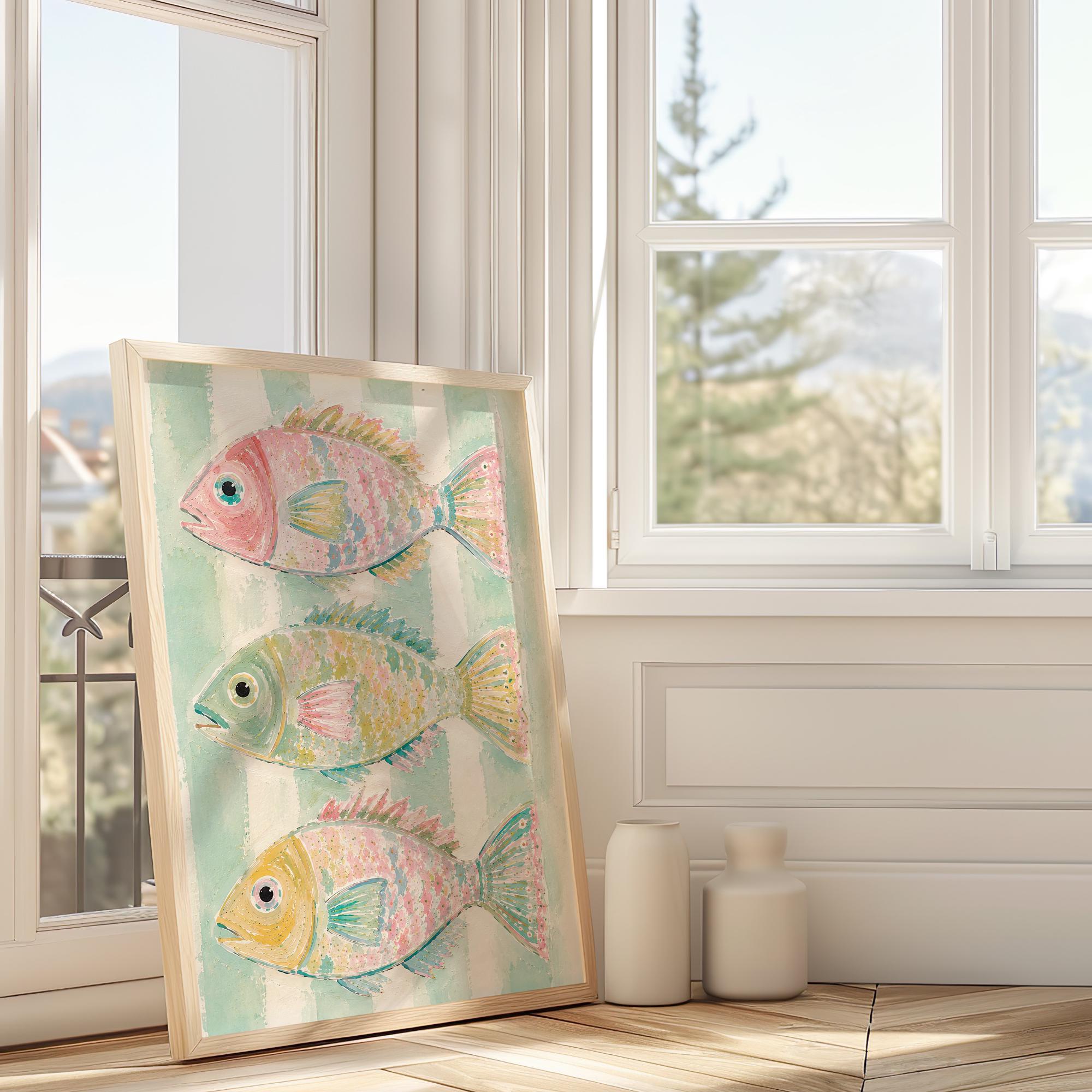 Coastal Fish Wall Art Print | Lake House Decor | Pastel Beach Cottage ...