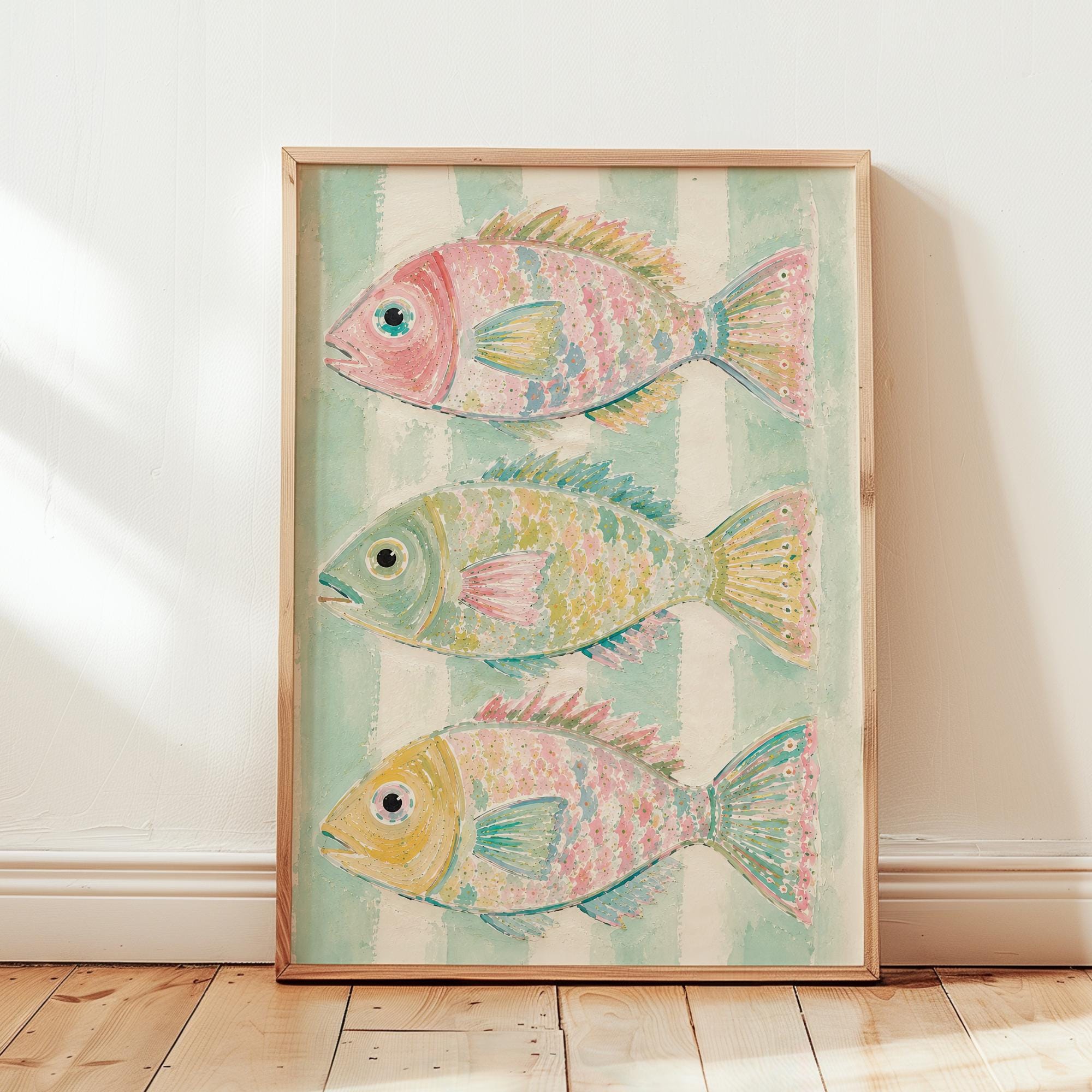 Coastal Fish Wall Art Print | Lake House Decor | Pastel Beach Cottage ...