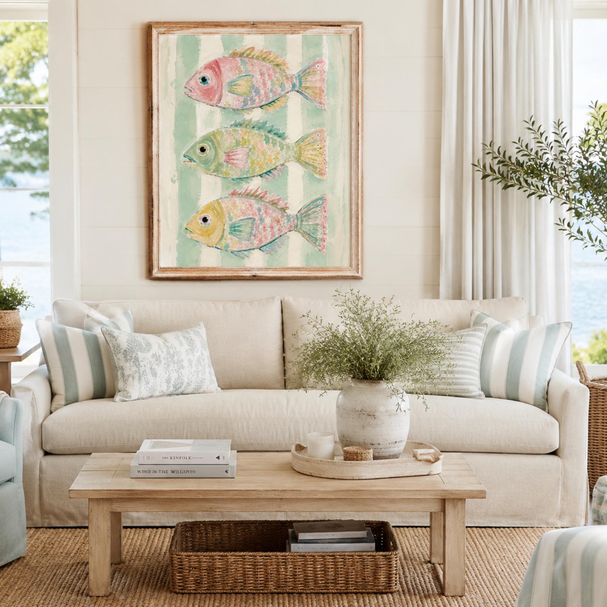 Coastal Fish Wall Art Print | Lake House Decor | Pastel Beach Cottage ...
