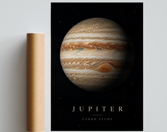 Jupiter Planet Poster, Cloud Study Astronomy Art Print