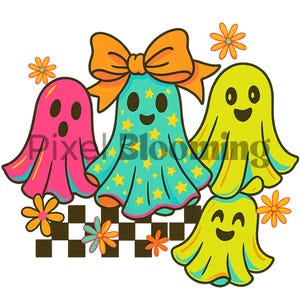 Fantasma di Halloween al neon png｜fantasma di Halloween al neon png, autunno png｜Falloween png｜fantasma rosa png, autunno boho png｜ciao zucca png｜halloween floreale